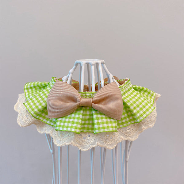 HKM-6190653 Light Green Polyester Pet Bib Bow Tie with Long Scarf Style for Cats and Dogs