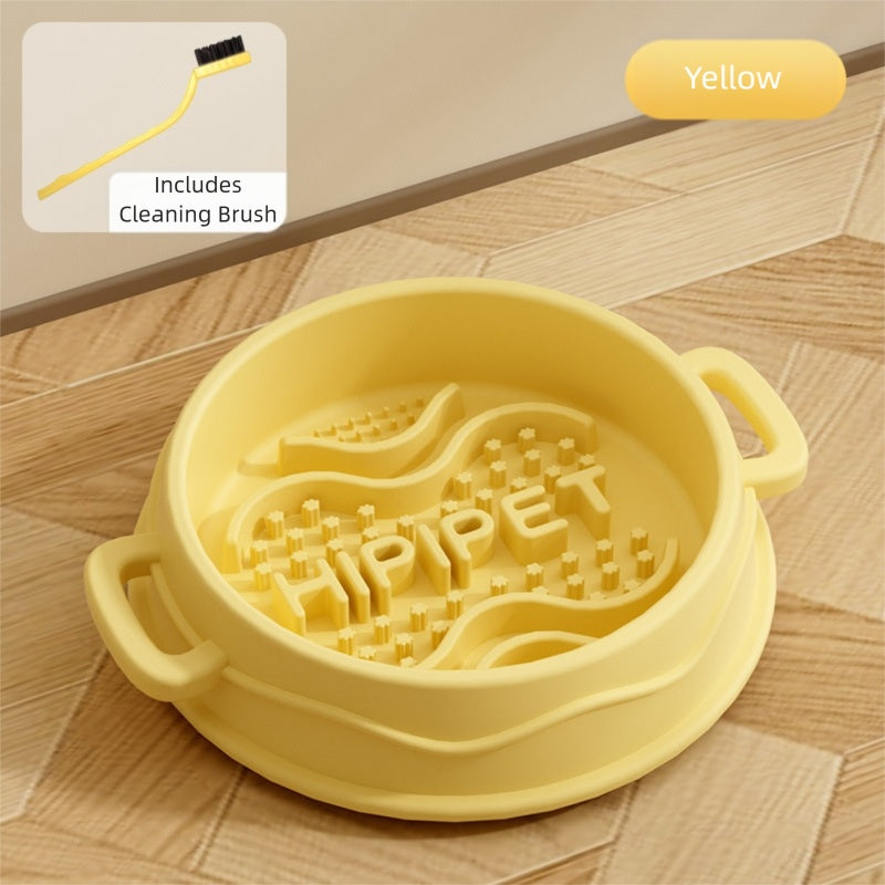 HKM-6192189 Slow Feed Silicone Dog Bowl with Double-Ear Handles and Maze Design for Healthy Eating