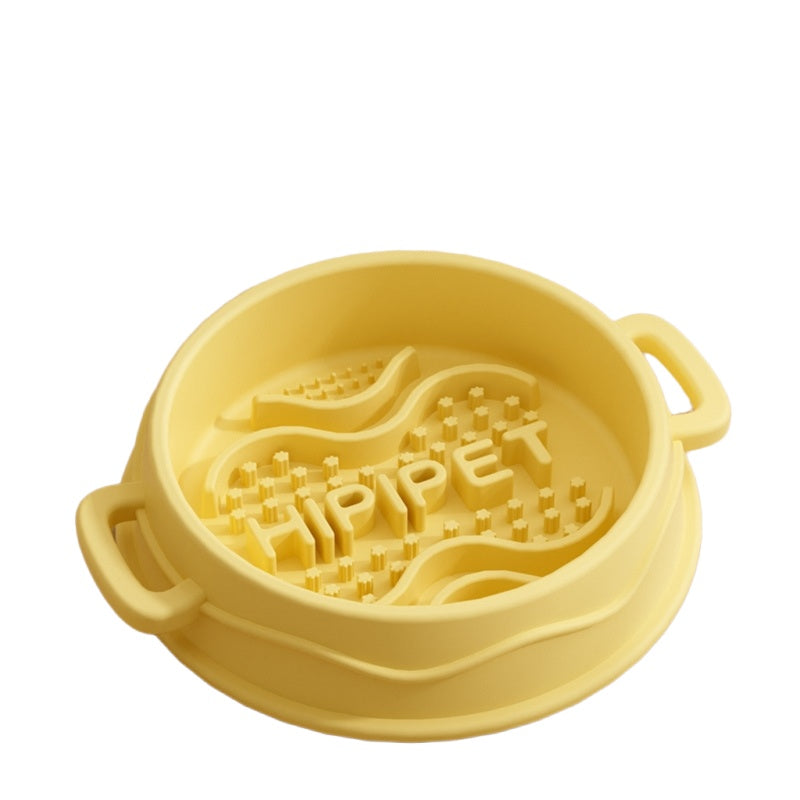 HKM-6192189 Slow Feed Silicone Dog Bowl with Double-Ear Handles and Maze Design for Healthy Eating