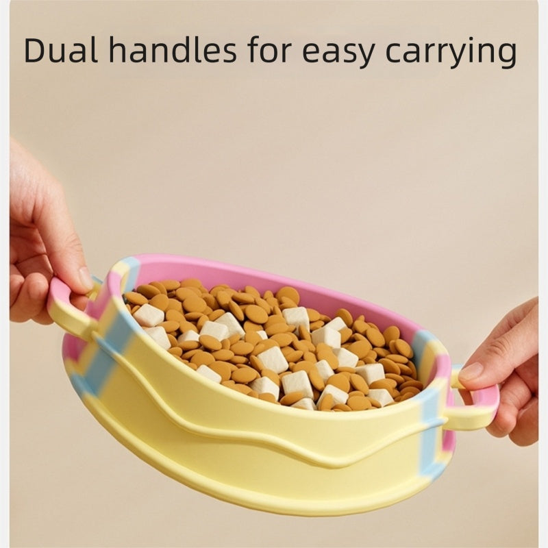 HKM-6192189 Slow Feed Silicone Dog Bowl with Double-Ear Handles and Maze Design for Healthy Eating