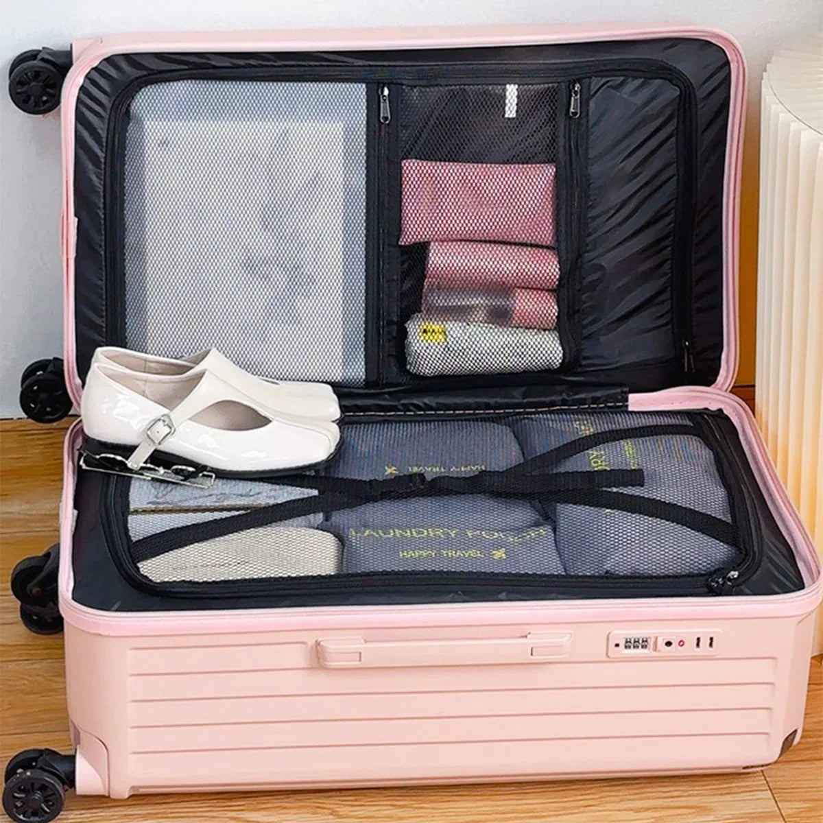 HKM-619475 Durable Water-Resistant Trolley Luggage with Cup Holder Hook