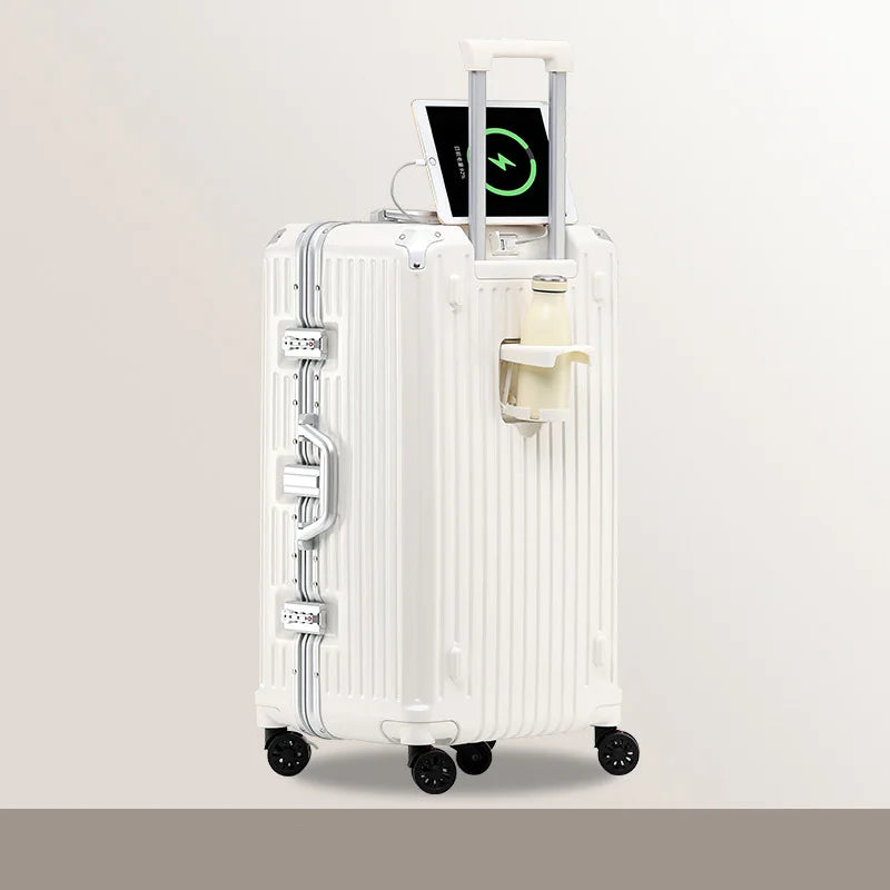 HKM-619475 Durable Water-Resistant Trolley Luggage with Cup Holder Hook