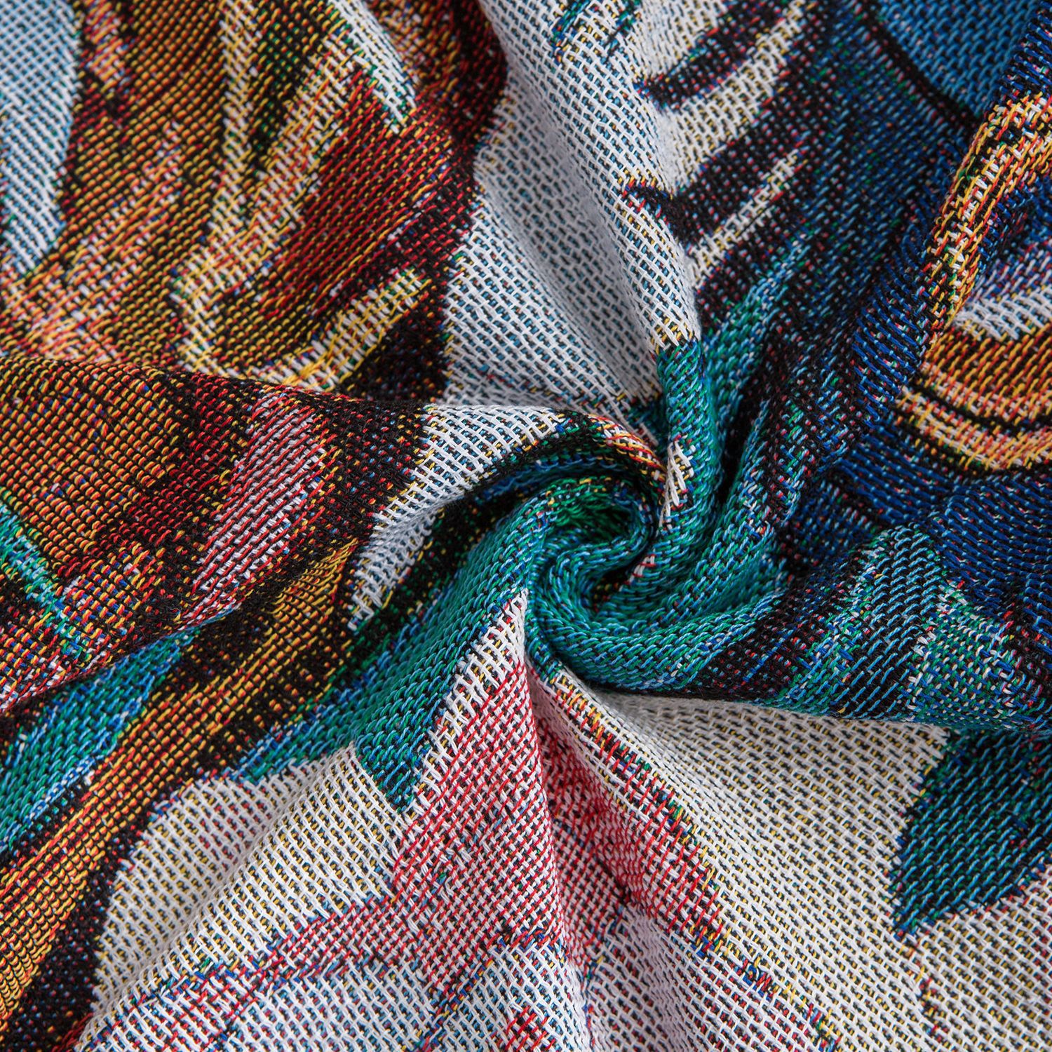 HKM-6195005 Nordic Style Leisure Blanket in Blue Peacock and Green Peacock ¨C Soft Polyester, Multiple Sizes Available