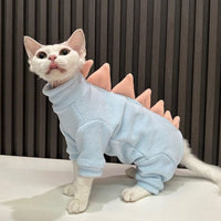 HKM-6195645 Hairless Cat Dinosaur Costume – Fleece Outfit for Sphynx, Cornish Rex, and Devon Rex