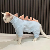 HKM-6195645 Hairless Cat Dinosaur Costume – Fleece Outfit for Sphynx, Cornish Rex, and Devon Rex