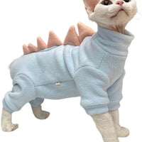 HKM-6195645 Hairless Cat Dinosaur Costume – Fleece Outfit for Sphynx, Cornish Rex, and Devon Rex