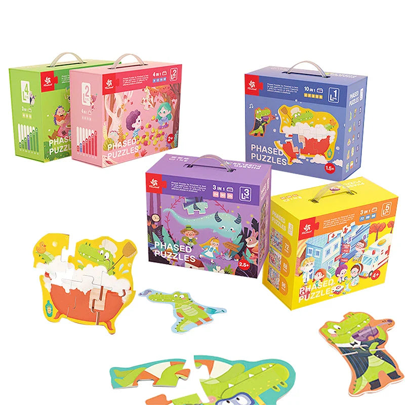 HKM-619667 Early Education Cartoon Jigsaw Puzzle Set for Ages 2-4 - 50+ Pieces, Fun Learning Activity