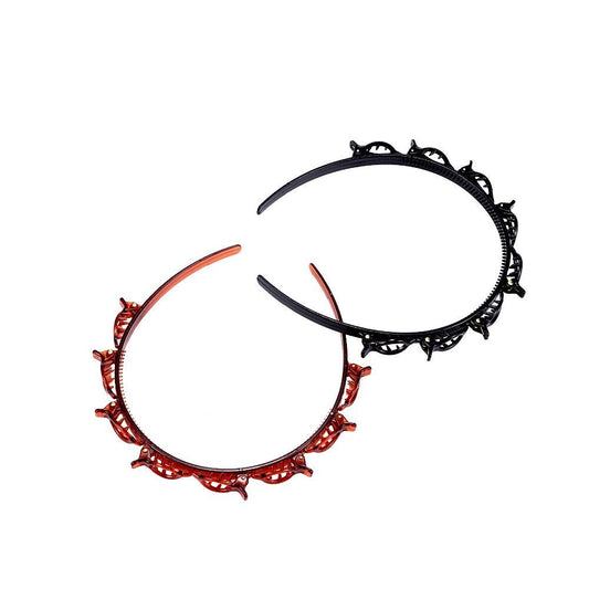 HKM-619667 Woven Multi-Layer Wave Bangs Headband - Plastic/Resin, 11x13.5cm