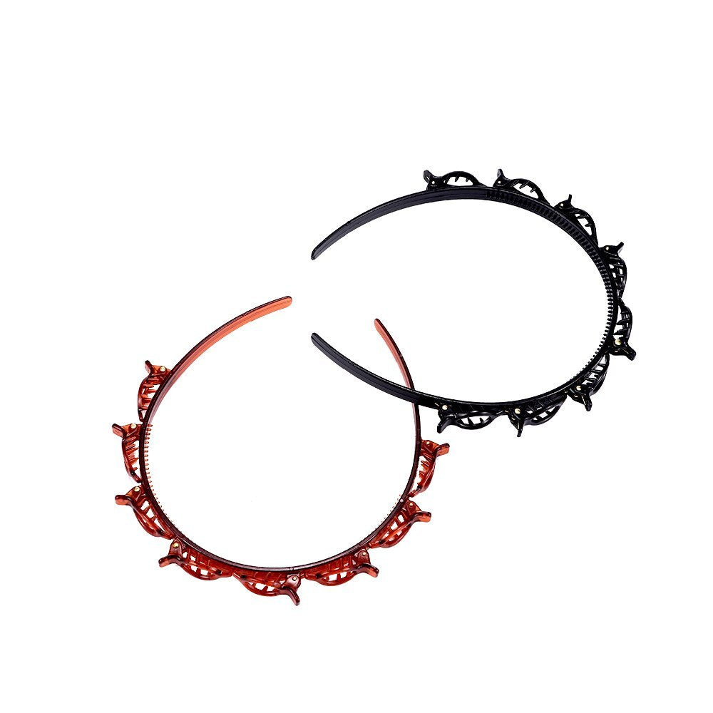 HKM-619667 Woven Multi-Layer Wave Bangs Headband - Plastic/Resin, 11x13.5cm