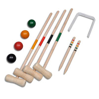HKM-6197437 Wooden Croquet Set for 4 Players – Includes Mallets, Balls, Hoops, and Stakes