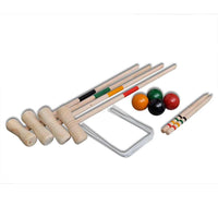 HKM-6197437 Wooden Croquet Set for 4 Players – Includes Mallets, Balls, Hoops, and Stakes