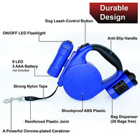 HKM-6197949 Retractable 4.5m Dog Leash with LED Light and Waste Bag Dispenser