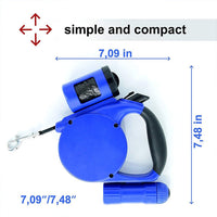 HKM-6197949 Retractable 4.5m Dog Leash with LED Light and Waste Bag Dispenser