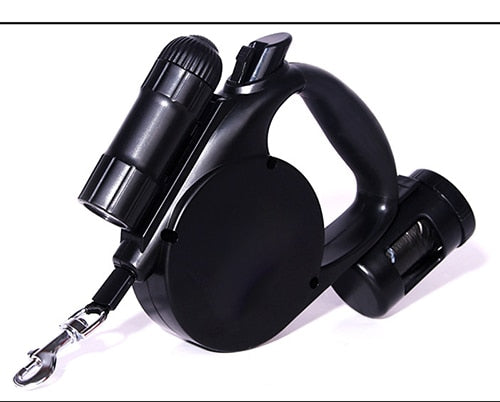 HKM-6197949 Retractable 4.5m Dog Leash with LED Light and Waste Bag Dispenser