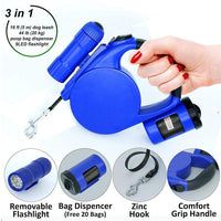 HKM-6197949 Retractable 4.5m Dog Leash with LED Light and Waste Bag Dispenser