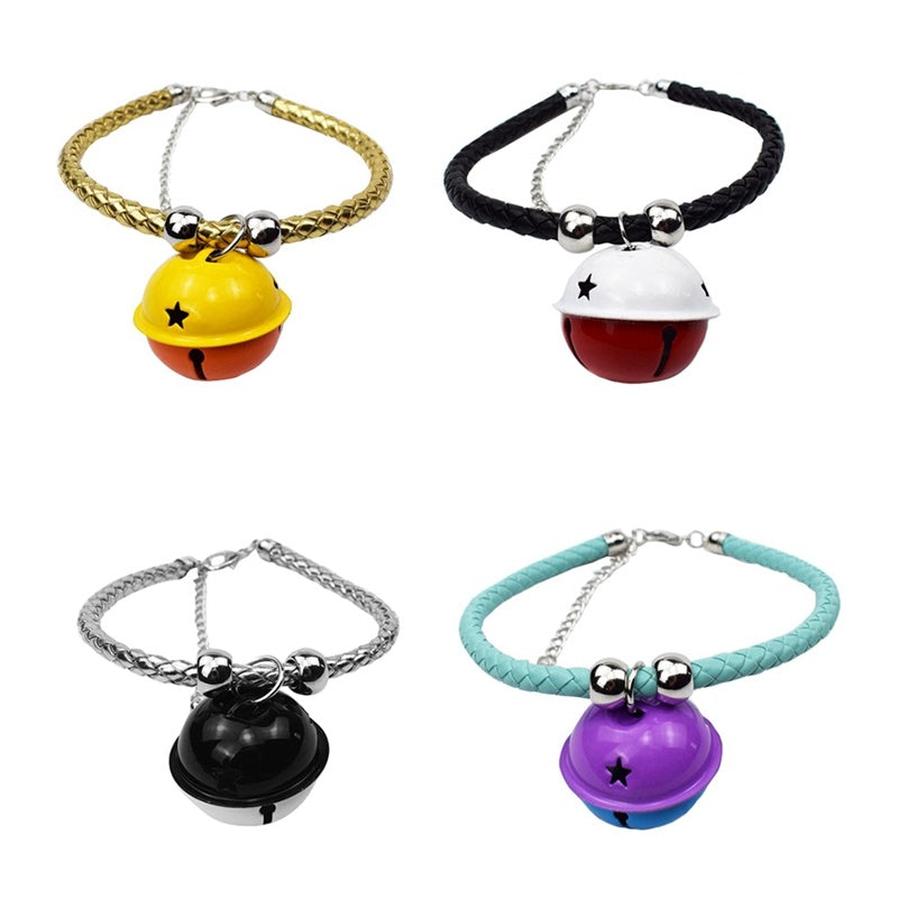 HKM-619795 Hand Woven Pet Collar with Twisted Twine and Bell ¨C Adjustable Sizes in Gold, Blue, Black, and Silver