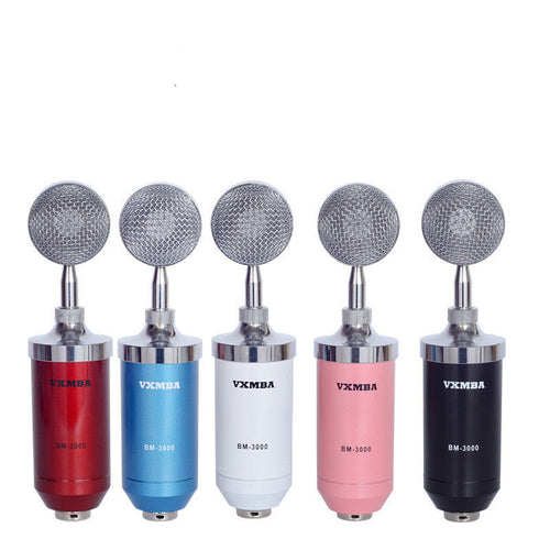 HKM-619795 Professional Condenser Microphone with Metal and Plastic Shock Mounts for Recording, Stage, and Musical Instruments