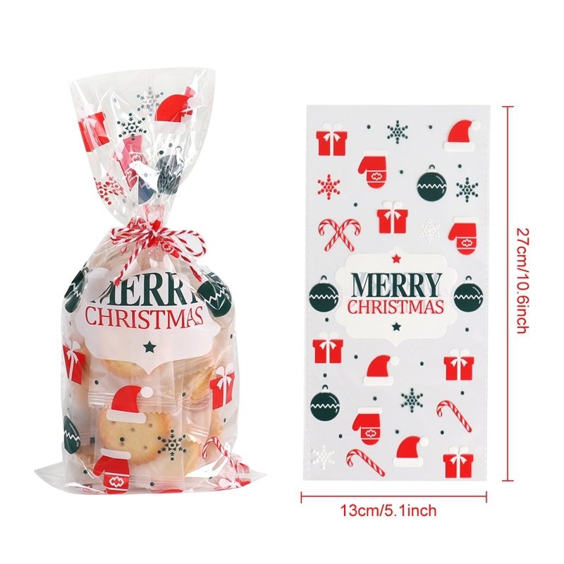 HKM-619859 Christmas Gift Candy Bags - OPP Plastic, Double Layer, 13x27cm