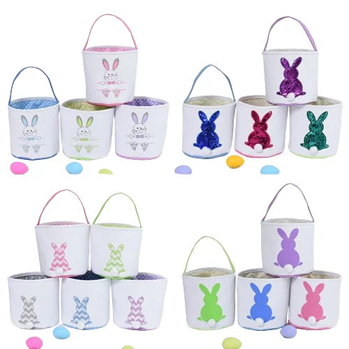 HKM-619923 Easter Bunny Plush Basket Decor for Kids - Ideal for Home Decoration and Craft Gift