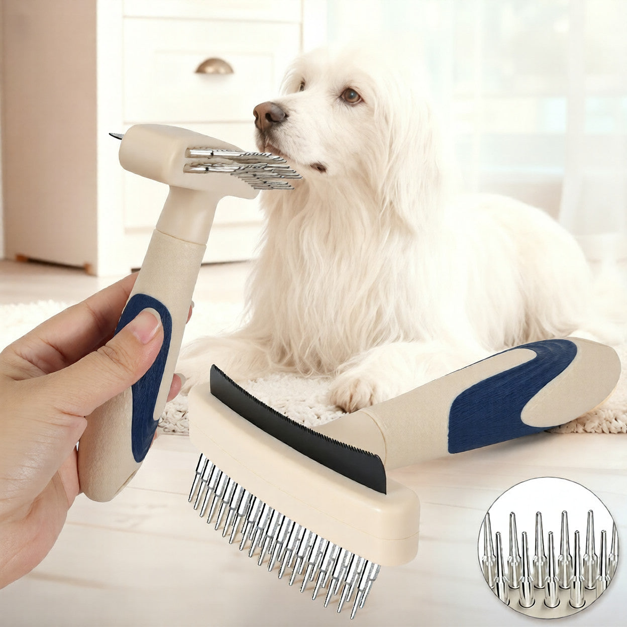 HKM-6199741 Multi-Functional Pet Grooming Brush for Dogs and Cats - Combines Detangling and Hair Removal