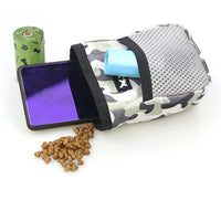 HKM-6200381 Portable Outdoor Dog Snack Pack - Soft Oxford Fabric, 9x4x13cm, Geometric Design