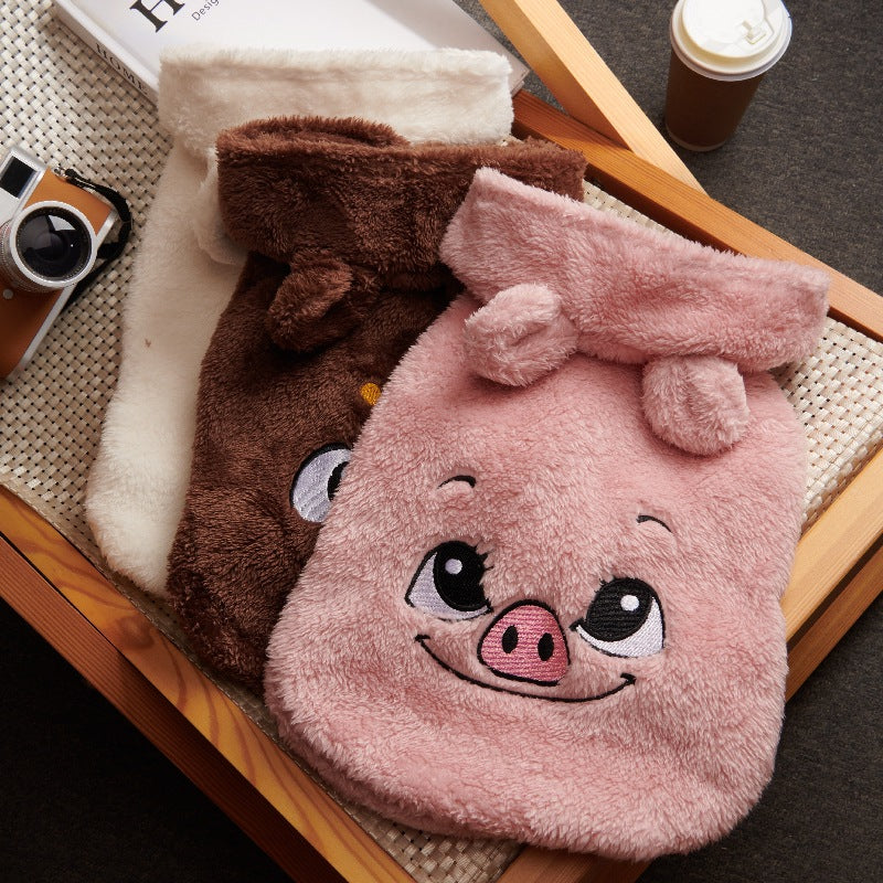 HKM-6200509 Plush Cartoon Pet Clothes for Autumn and Winter - Thick Legs, Available in Multiple Sizes