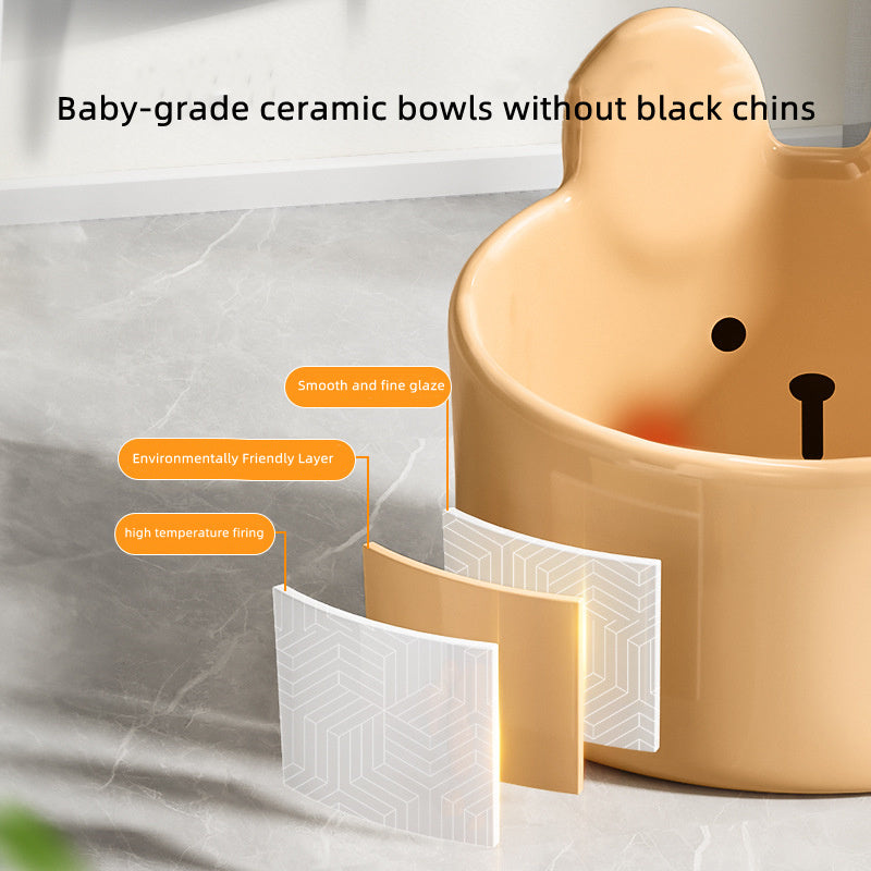 HKM-6201405 Ceramic Pet Bowl Set for Dogs and Cats - Neck Protection Design, Easy to Clean, Two Colors Available