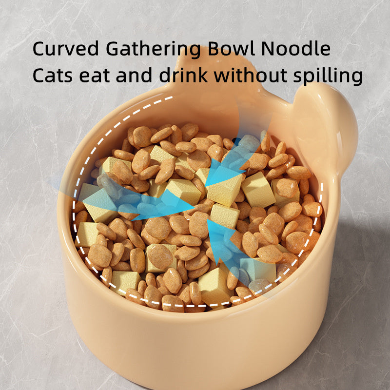 HKM-6201405 Ceramic Pet Bowl Set for Dogs and Cats - Neck Protection Design, Easy to Clean, Two Colors Available