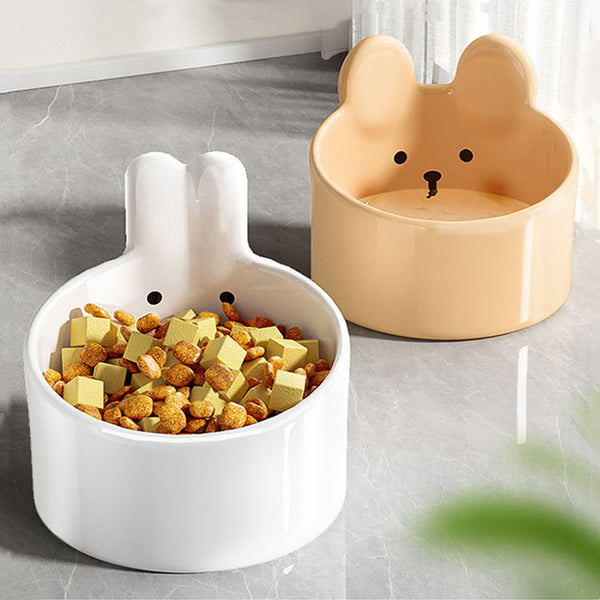 HKM-6201405 Ceramic Pet Bowl Set for Dogs and Cats - Neck Protection Design, Easy to Clean, Two Colors Available