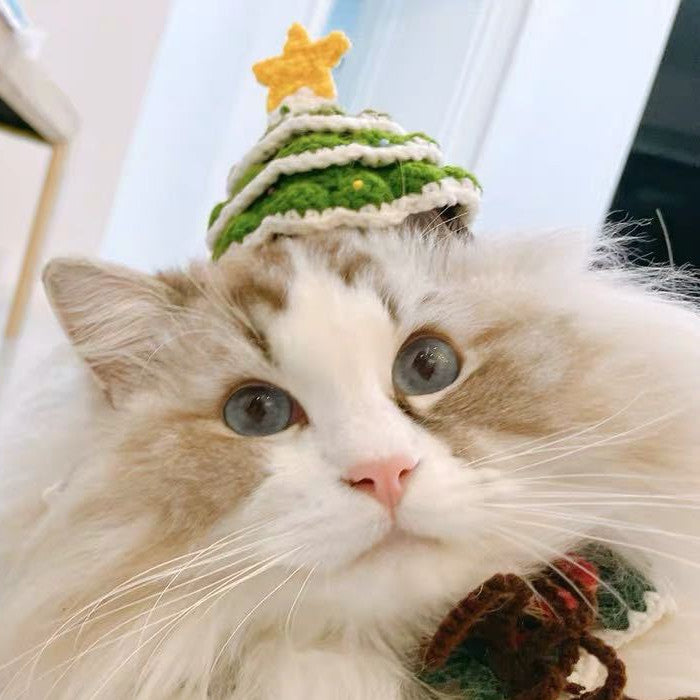 HKM-6201533 Handmade Woolen Pet Hat in Green for Cats, Small Dogs, and Rabbits