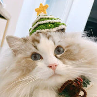 HKM-6201533 Handmade Woolen Pet Hat in Green for Cats, Small Dogs, and Rabbits