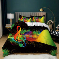 HKM-620243 Music Rainbow 3D Digital Print Bed Sheet Set - Modern Chemical Fiber Design in Multiple Dimensions