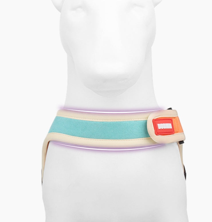 HKM-6203197 Suede Adjustable Dog Harness with Chest Strap and Leash