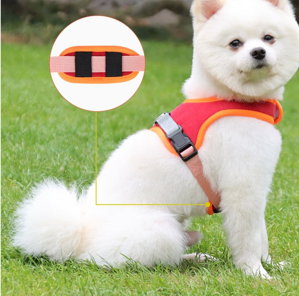 HKM-6203197 Suede Adjustable Dog Harness with Chest Strap and Leash