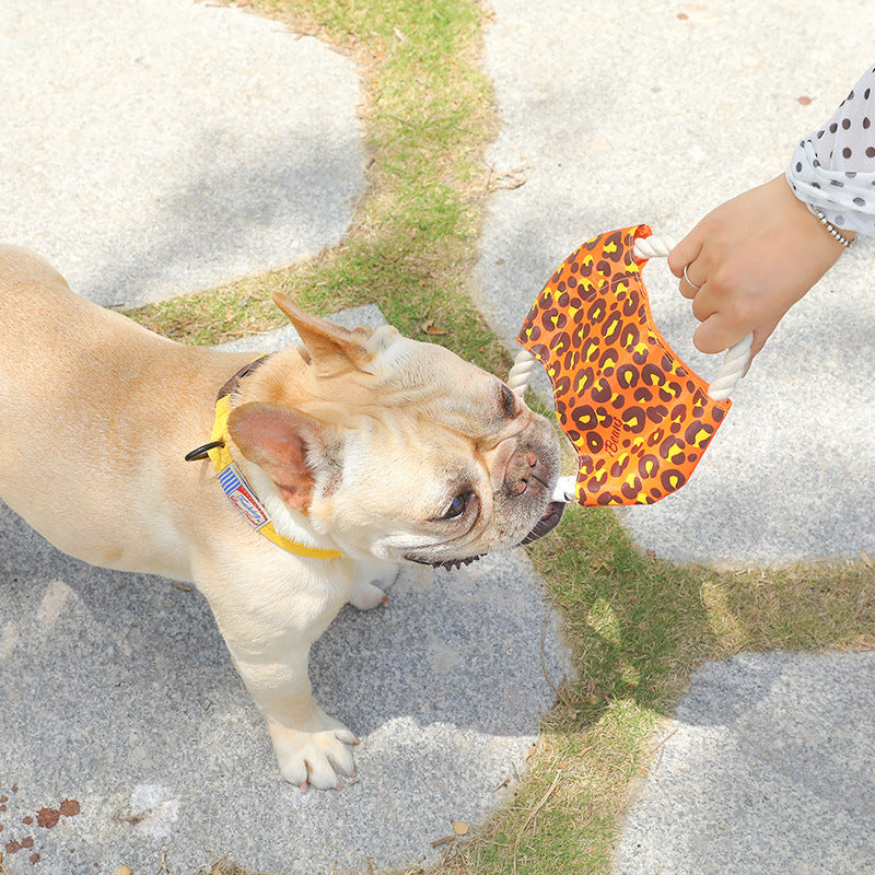 HKM-6204733 Leopard Pattern Cotton Rope Dog Toy - 19CM Diameter Bite Toy