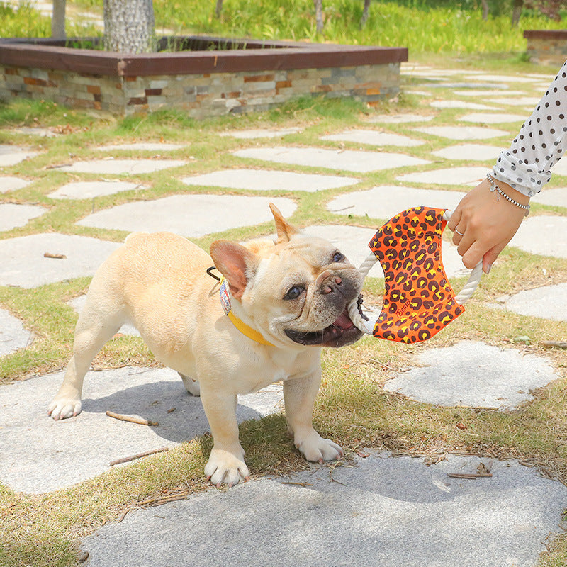 HKM-6204733 Leopard Pattern Cotton Rope Dog Toy - 19CM Diameter Bite Toy