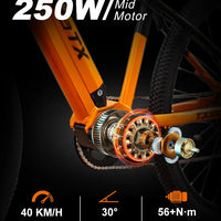 HKM-620563 Aluminum Alloy 29" Mid Motor Electric Bike with 7-Speed Gears and Hydraulic Disc Brakes