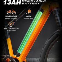 HKM-620563 Aluminum Alloy 29" Mid Motor Electric Bike with 7-Speed Gears and Hydraulic Disc Brakes