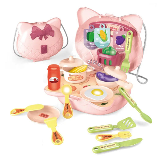 HKM-620755 Educational Plastic Kitchen Playset Backpack for Kids Ages 2-13