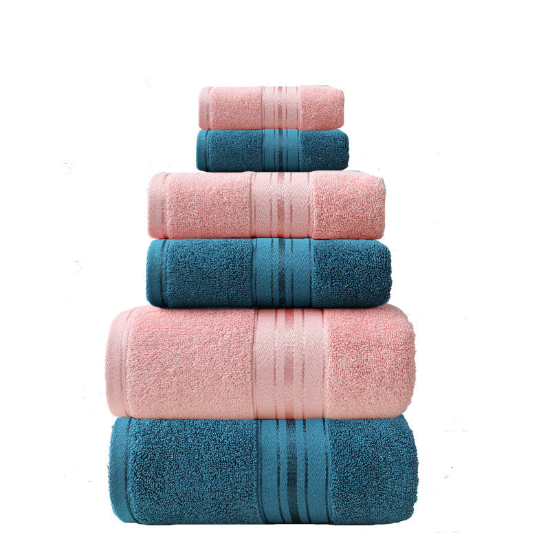 HKM-620819 Cotton Absorbent Towel Set in Various Colors - 6-Piece Collection