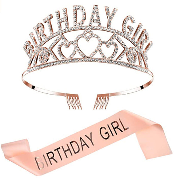HKM-620819 Elegant Crown Tiara Headband Set for Birthday Parties and Celebrations