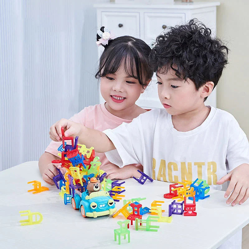 HKM-620819 Interactive Bear Car Chair Stacking Toys for Kids - Parent-Child Learning Game