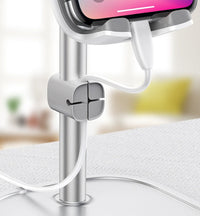 HKM-620947 Adjustable Aluminum Alloy Desk Tablet Stand with Silicone Grip for Phones and Tablets