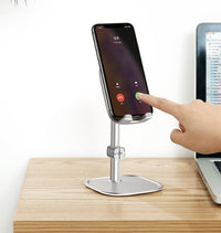 HKM-620947 Adjustable Aluminum Alloy Desk Tablet Stand with Silicone Grip for Phones and Tablets
