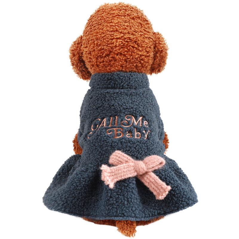 HKM-6210237 Cozy Baby Letter Skirt in Pink and Dark Blue for Pets