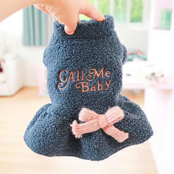 HKM-6210237 Cozy Baby Letter Skirt in Pink and Dark Blue for Pets