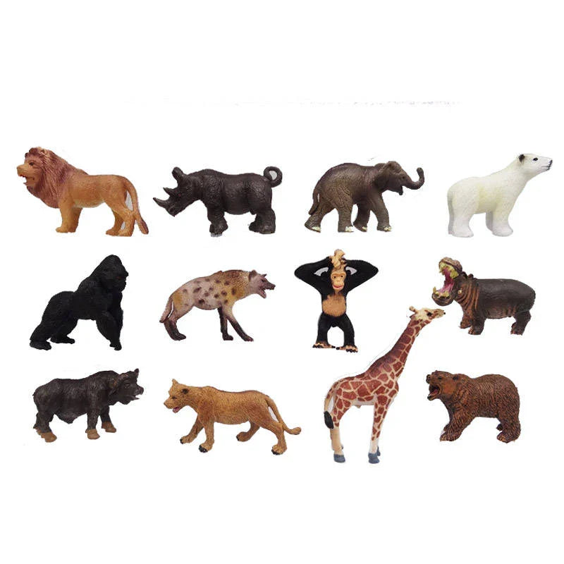 HKM-621075 Realistic 12 Piece Wild Animal Action Figure Set for Kids Ages 2 to 7