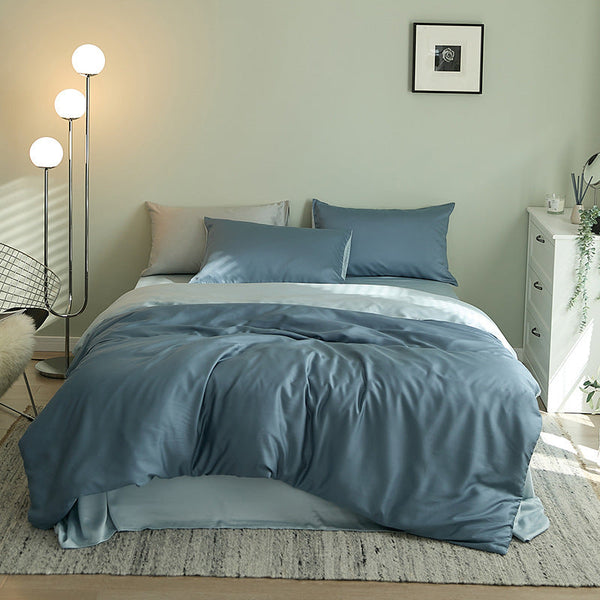 HKM-621075 Tencel Solid Color Bed Set - Four-Piece Collection with Various Color Options