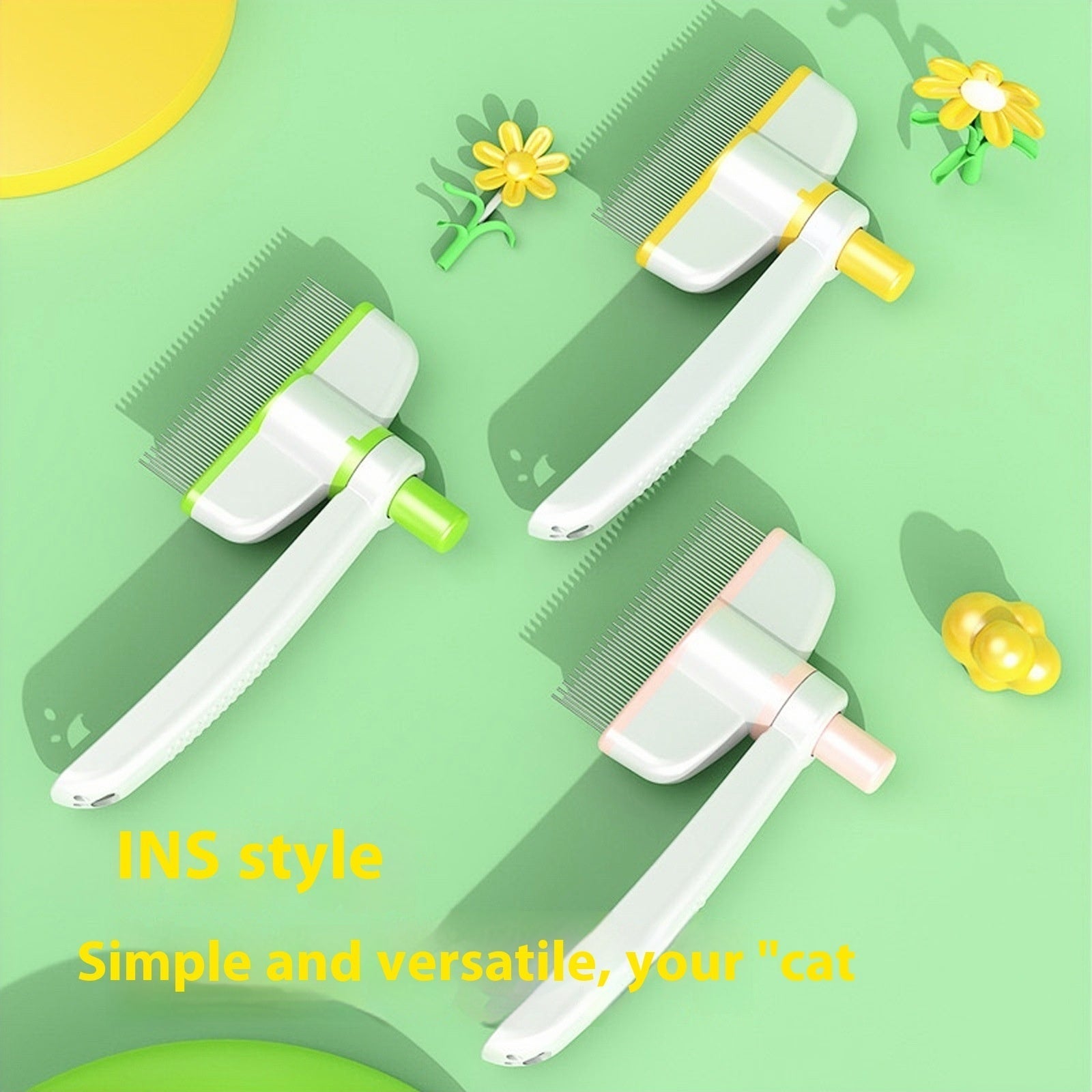 HKM-6211261 Self-Cleaning Pet Comb for Long Hair Cats and Dogs - Gentle Hair Removal, Skin Protection, and Health Promotion