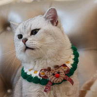 HKM-6211645 Knitted Christmas Scarf for Pets - Striped Santa Claus, Elk Designs & Bow Ties